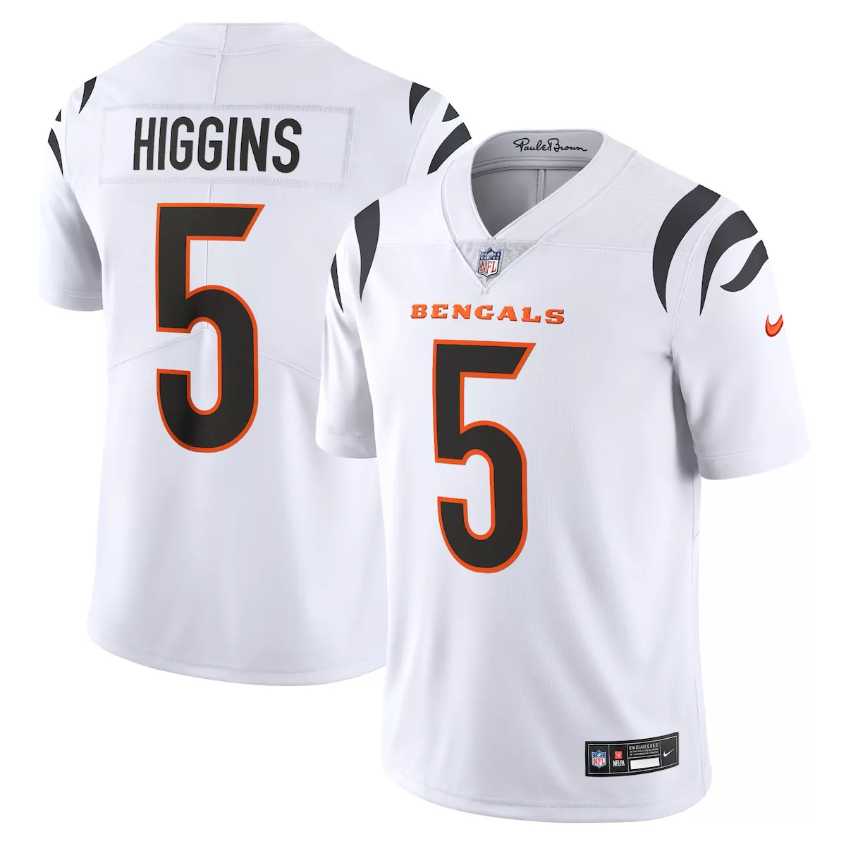 Tee Higgins 5 Bengals Jersey White Men Replica Alternate Orange Black Vapor Limited