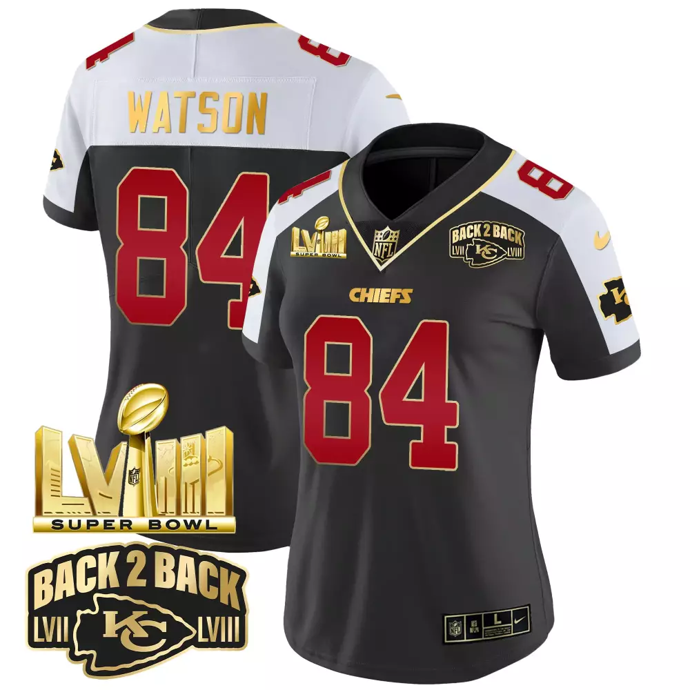 Watson Lviii 84 Chiefs Jersey Black Super Bowl Champions Lvii Men Player White Red