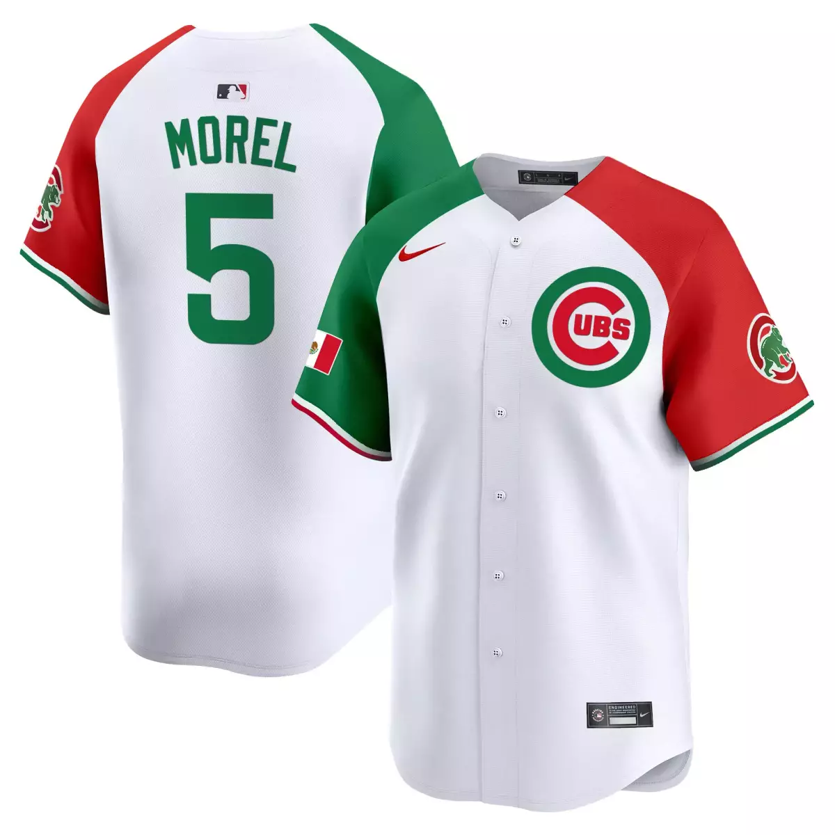 Morel Mexico 5 Cubs Jersey White Flag Men Split Design Red Green Vapor Premier Limited