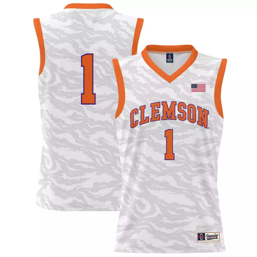 Unidentified 1 Clemson Jersey White Gameday Greats American Flag Custom Design Orange
