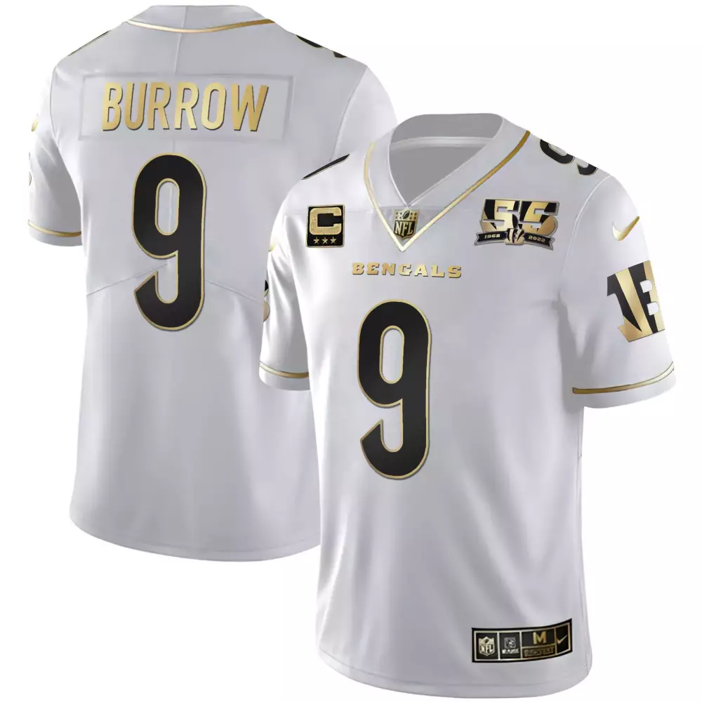 Joe Burrow 9 Bengals Jersey White Men Standard Alternate Black Gold All Stitched