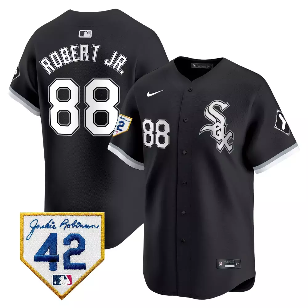 Robert Jr. 88 Chicago White Sox Jersey Black Jackie Robinson Day 2022 Men Silver