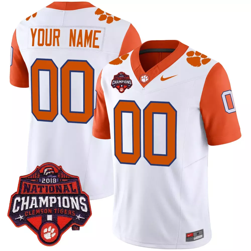 Custom Clemson Tigers Jersey White Men Orange All Stitched Vapor