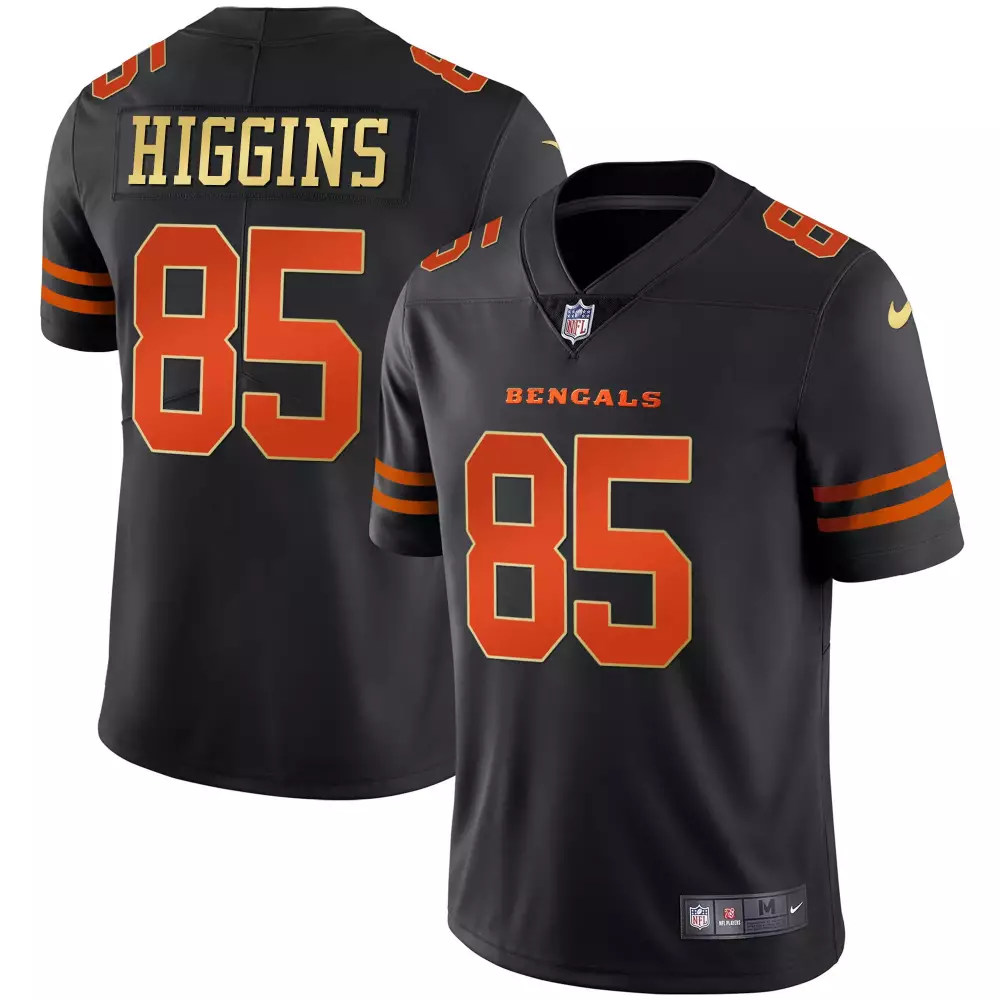 Tee Higgins 85 Bengals Jersey Black Men Orange Vapor All Stitched