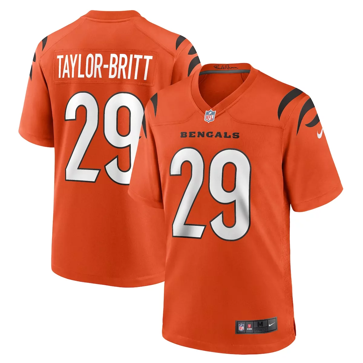 Ja'sir Taylor 29 Bengals Jersey Orange Men Replica Black White Alternate Game