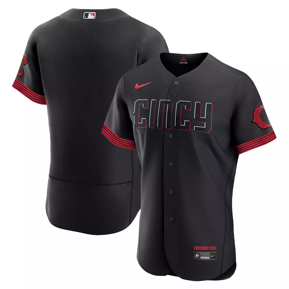Unavailable Cincinnati Reds Jersey Black Men Red Flex All Stitched