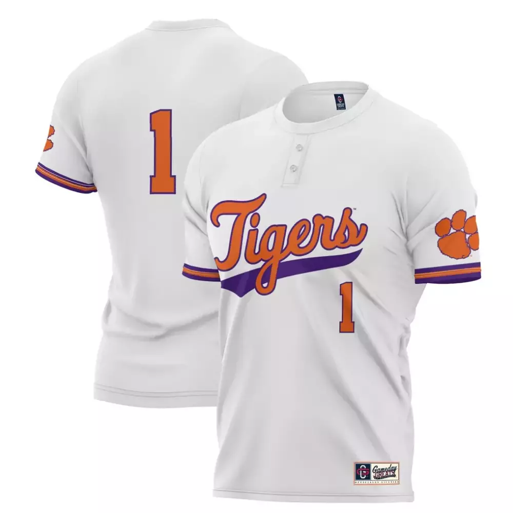 Clemson Tigers 1 Jersey White Orange Purple Gameday Unisex