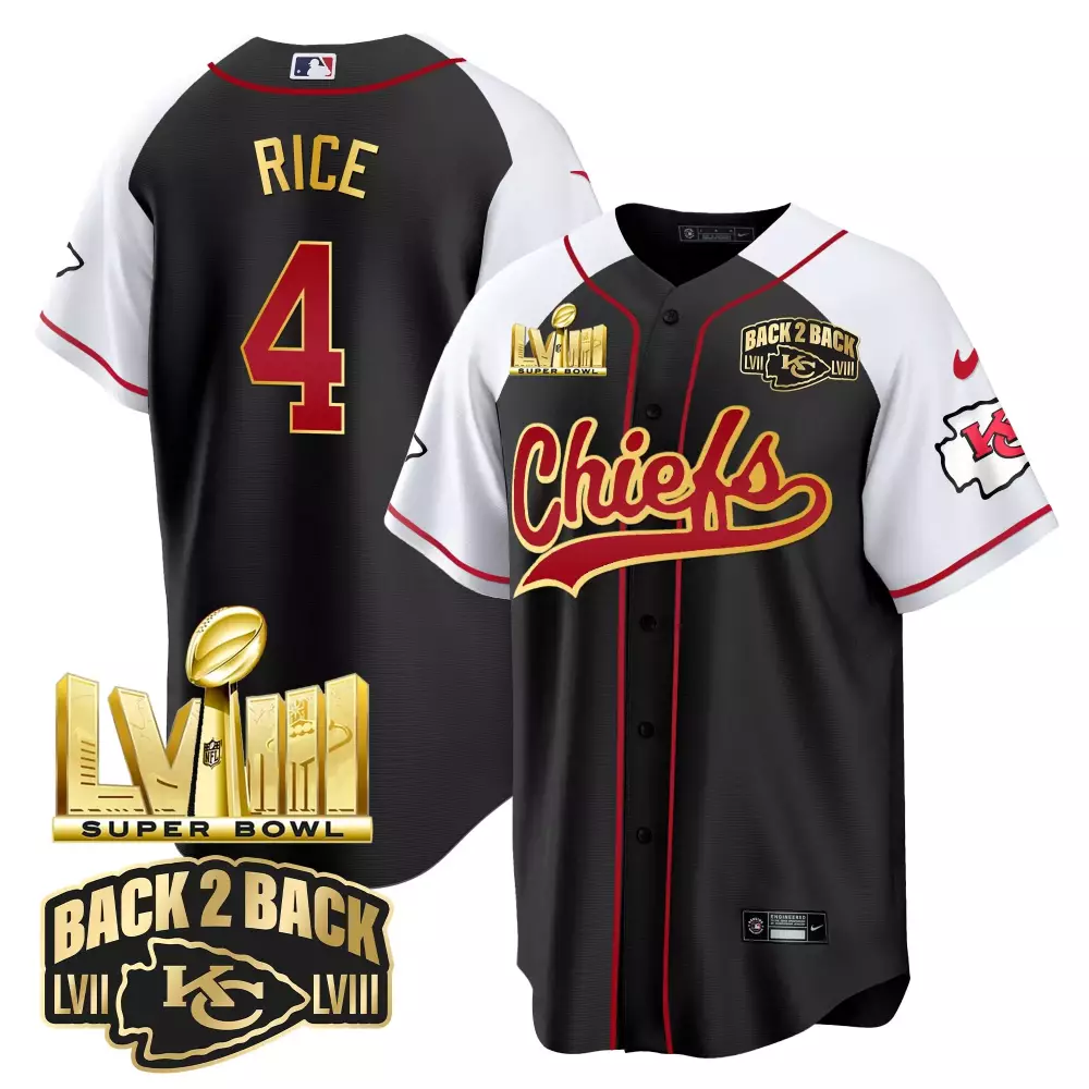 Rice Male 4 Kansas City Chiefs Jersey Black Back To Champions Super Bowl Lviii Lvii