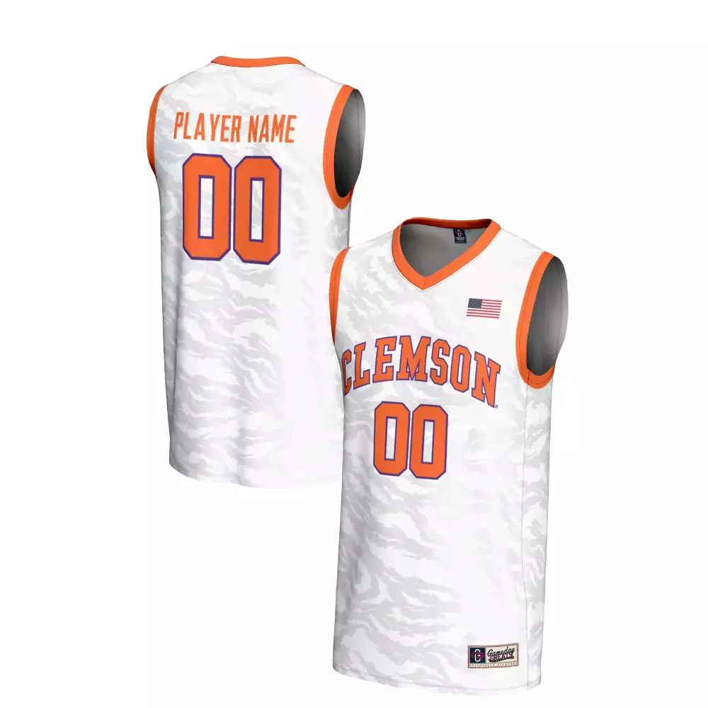 Clemson Tigers Jersey White USA Flag Men Custom Design Orange All Stitched Vapor
