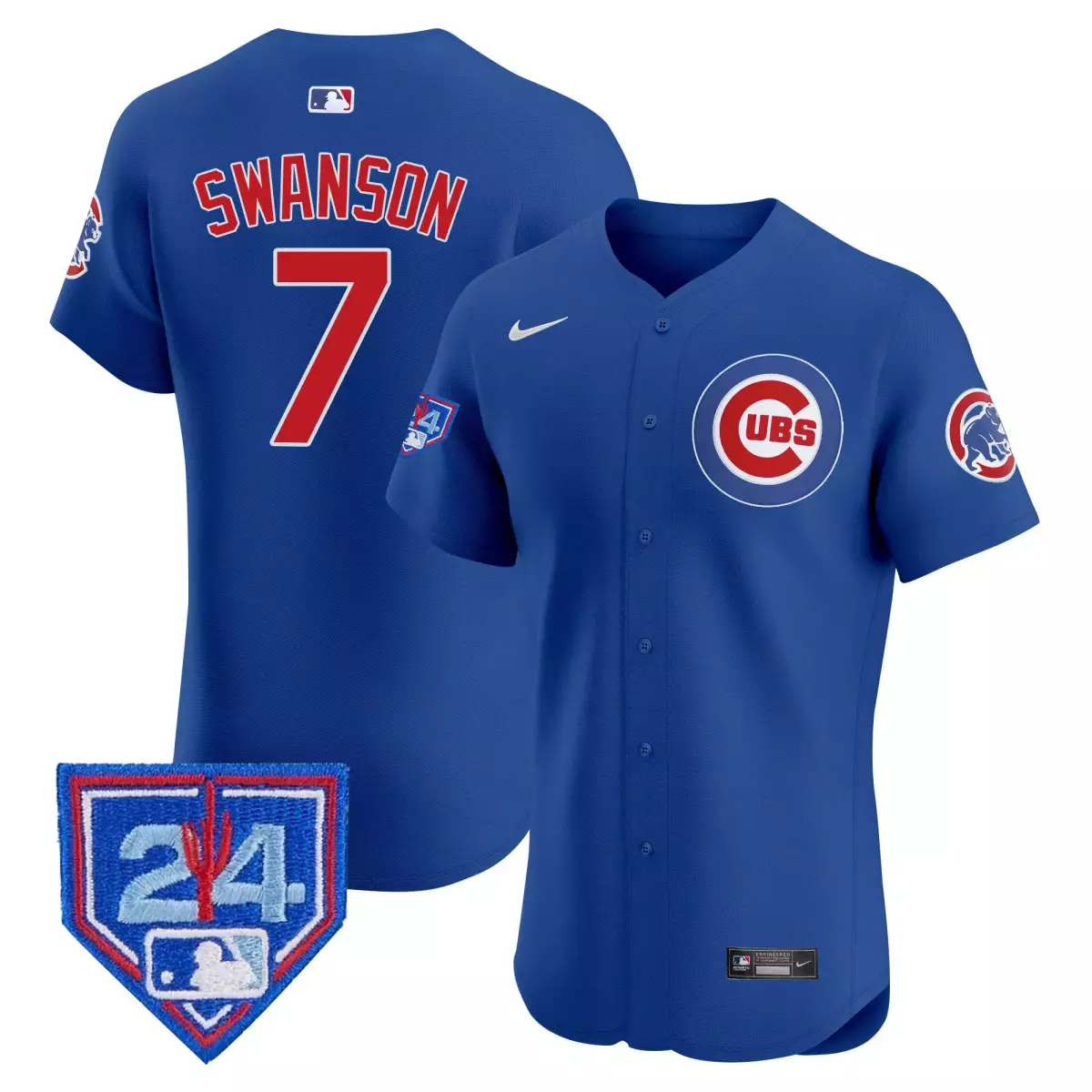 Swanson Training 7 Cubs Jersey Blue Men Red White Vapor Premier Elite v2 All Stitched