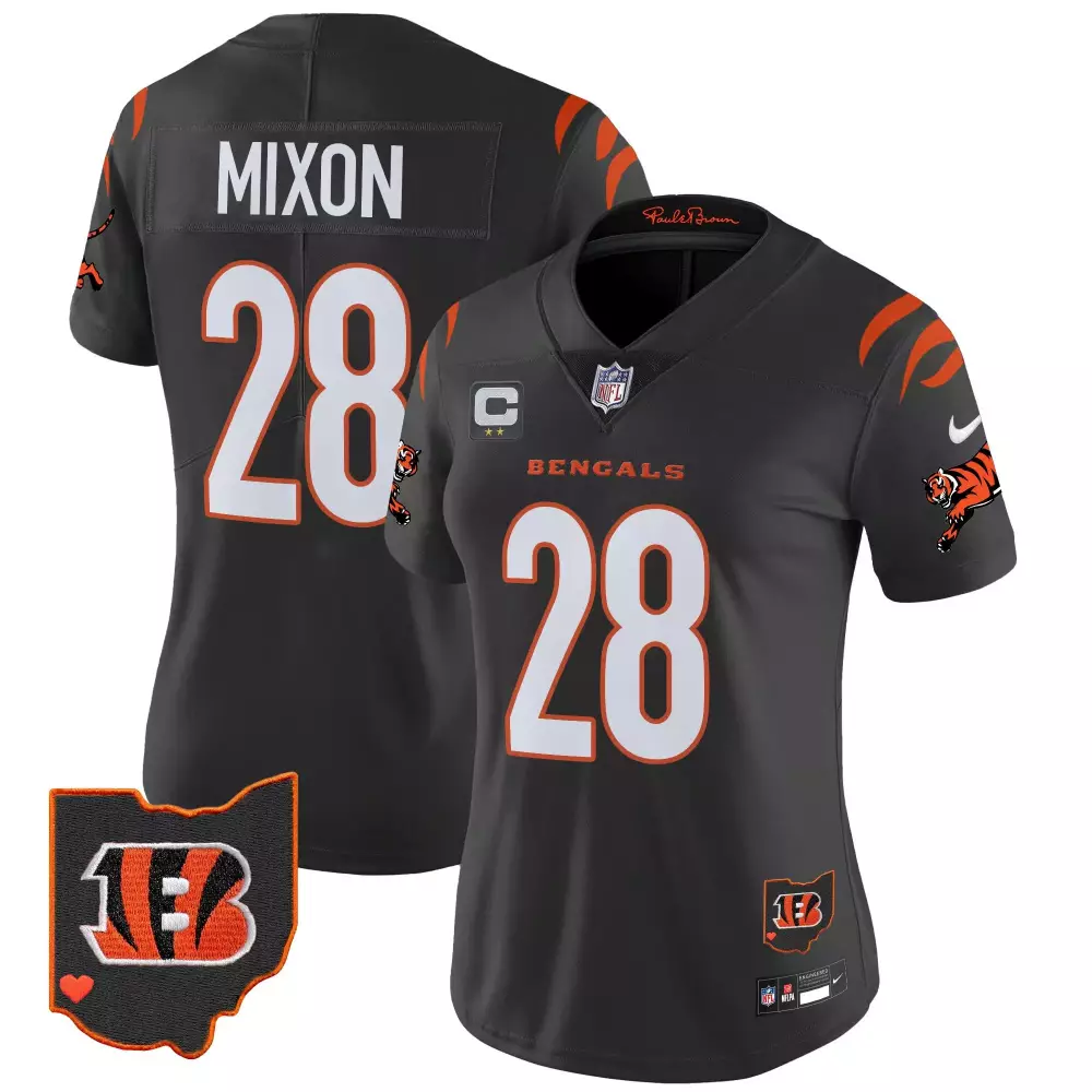 Joe Mixon 28 Bengals Jersey Black Paul Brown Edition Men Official Orange White Vapor