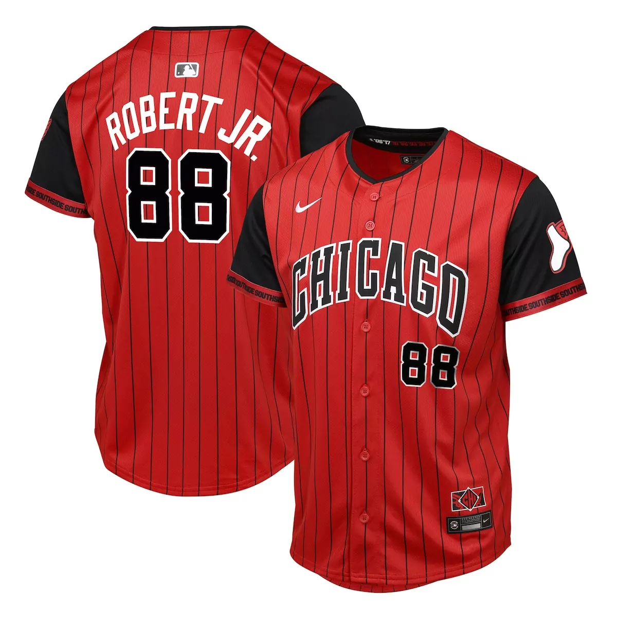 Luis Robert Jr. 88 Jersey Red Chicago White Sox Southside Men Split Design Black