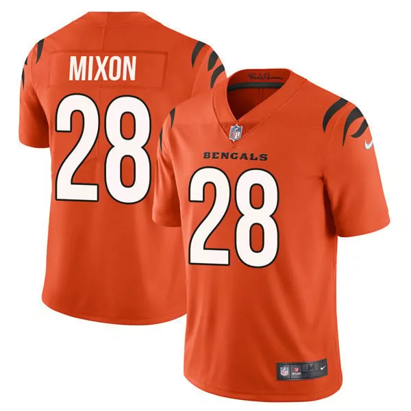 Joe Mixon 28 Bengals Jersey Orange Men Authentic Black White Vapor Limited All Stitched