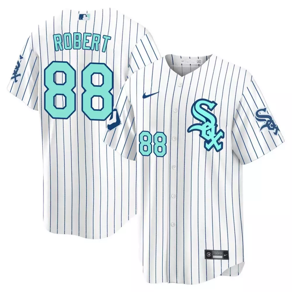 Luis Robert 88 White Sox Jersey Men Blue Teal Cool Base Collection All Stitched