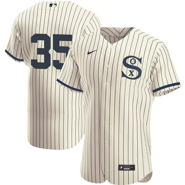 Tim Anderson 35 Chicago White Sox Jersey Cream Men Throwback Navy Flex Base Collection