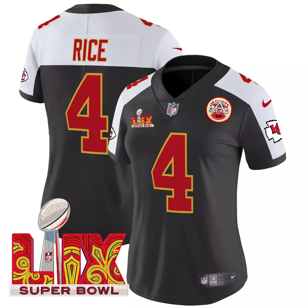 Rashee Rice 4 Chiefs Jersey Black Super Bowl Lix Men Player Alternate Red White Vapor
