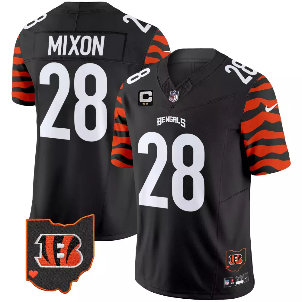 Joe Mixon 28 Bengals Jersey Black Ohio Men NFL Orange Vapor Limited All Stitched