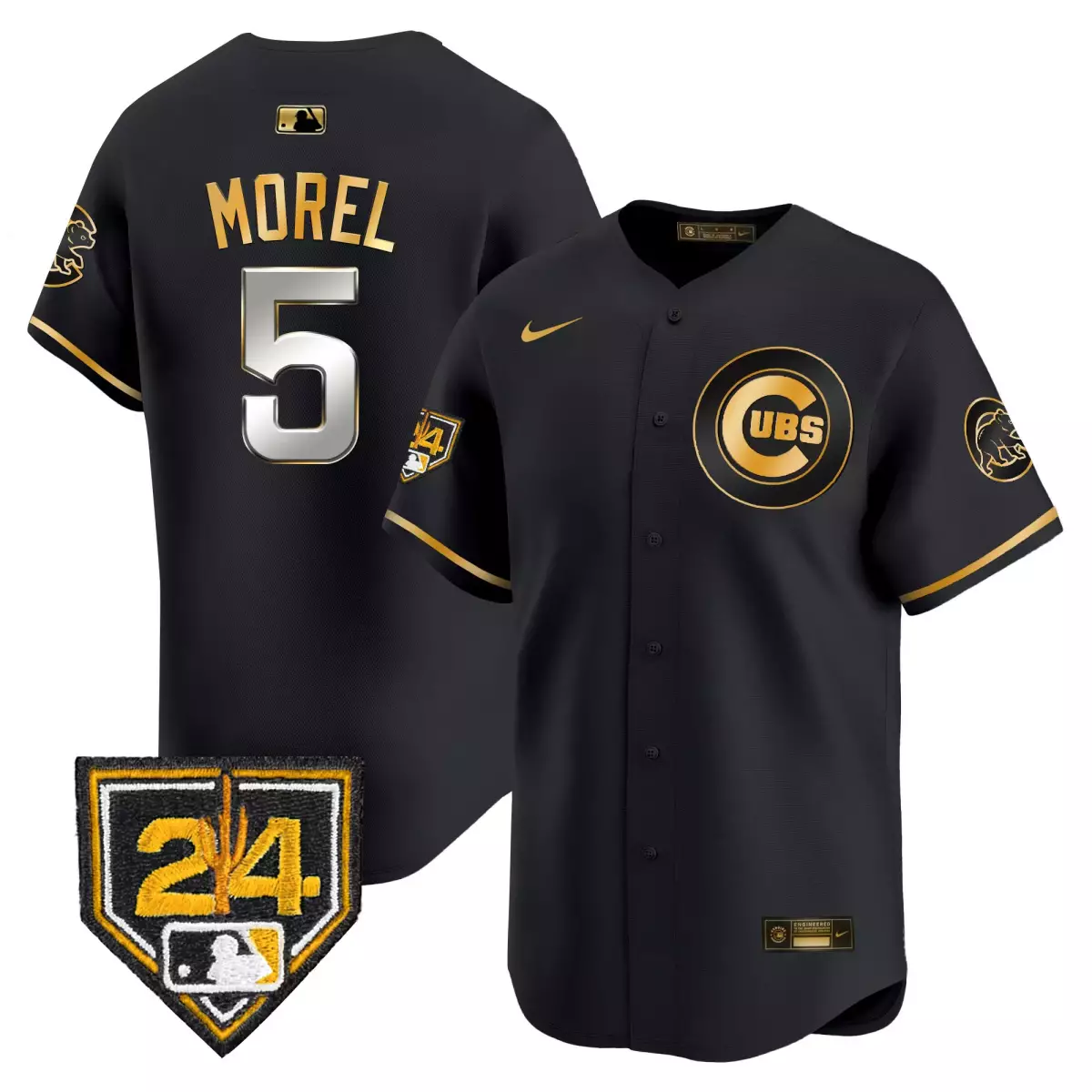 Morel Training 5 Cubs Jersey Black Men Gold Vapor Premier Limited v2 All Stitched