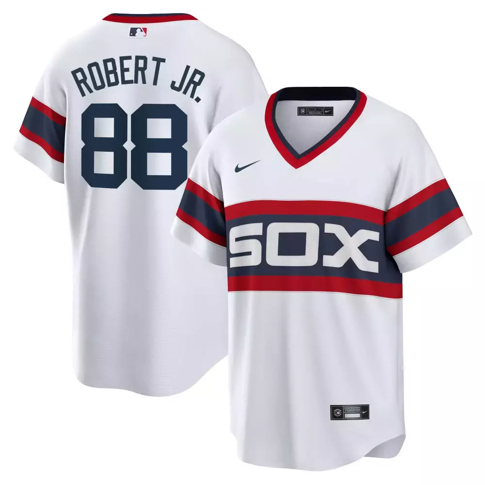 Luis Robert 88 Chicago White Sox Jersey Men Navy Red Throwback Cool Base Collection