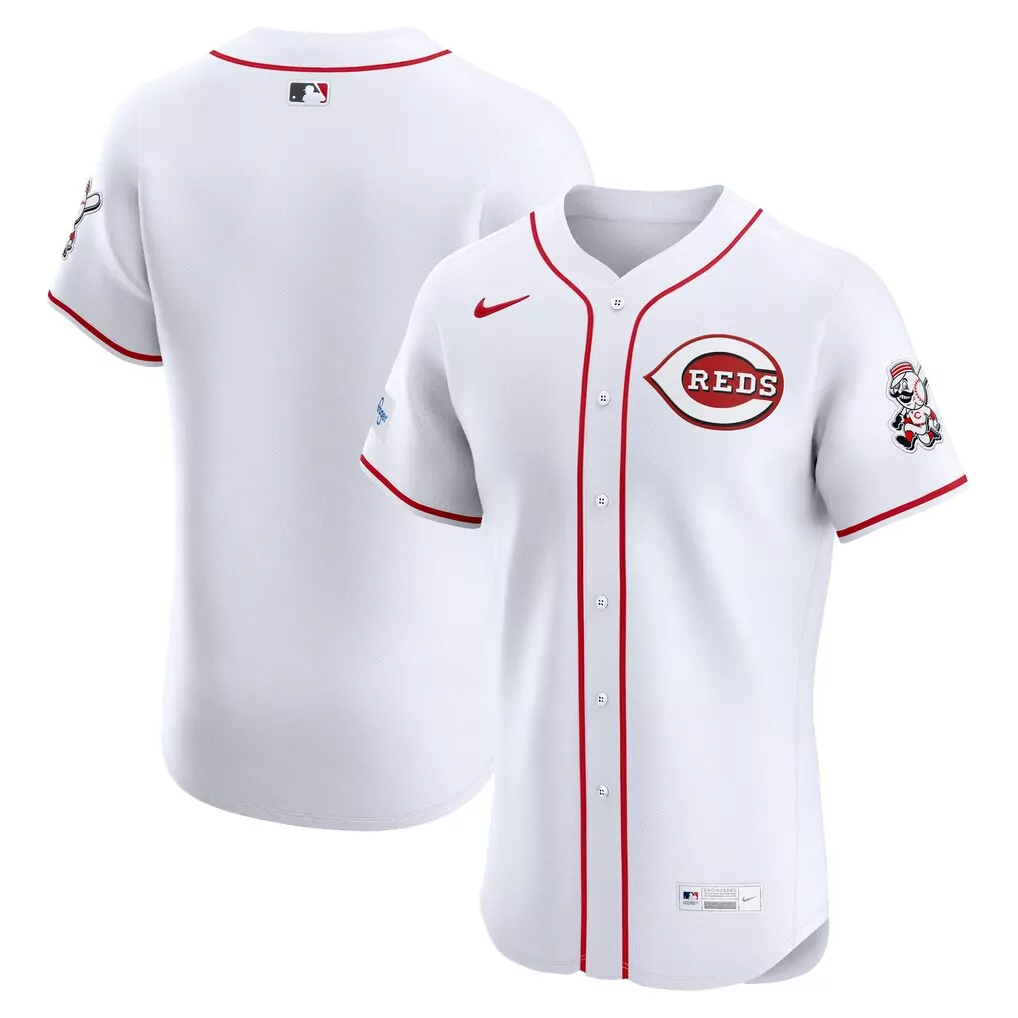 Custom Cincinnati Reds Jersey White City Connect Kroger Men Red Home Elite