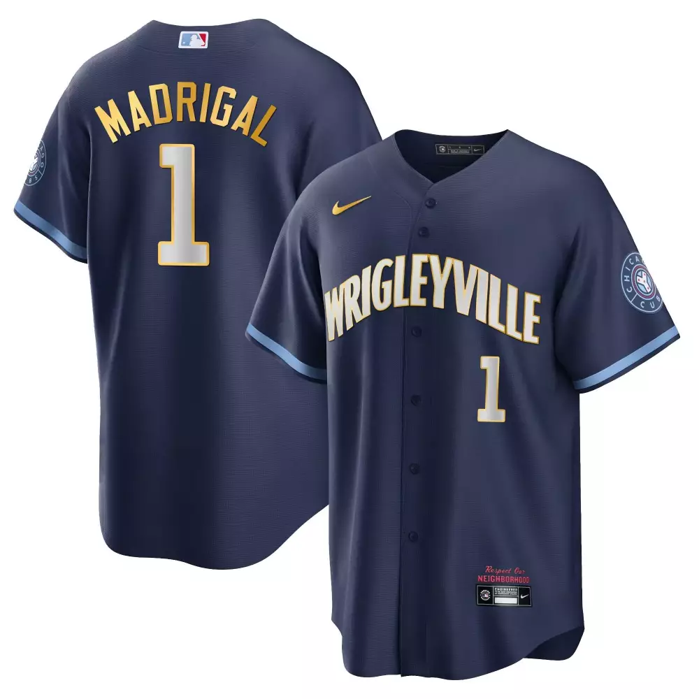 Nick Madrigal 1 Chicago Cubs Jersey Navy City Connect Respect Our Neighborhoods 2023