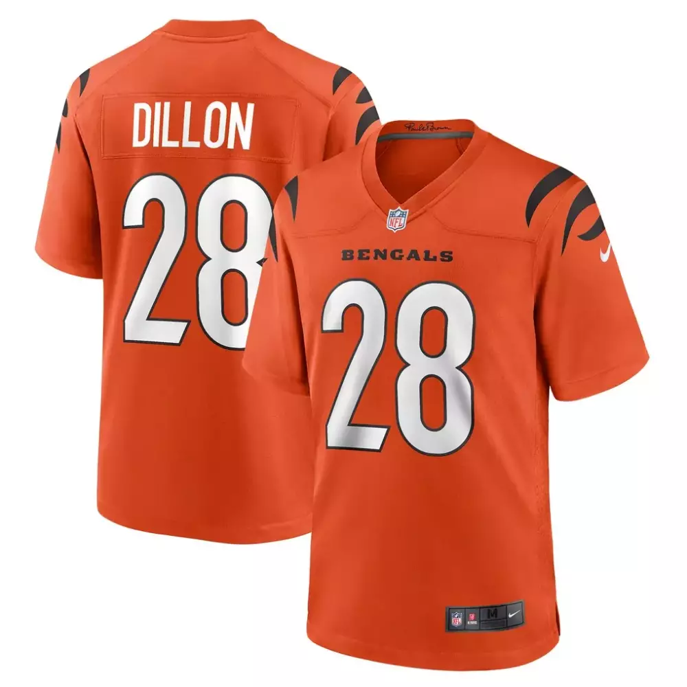 Aj Dillon 28 Bengals Jersey Orange Men White Black Retired Alternate Game