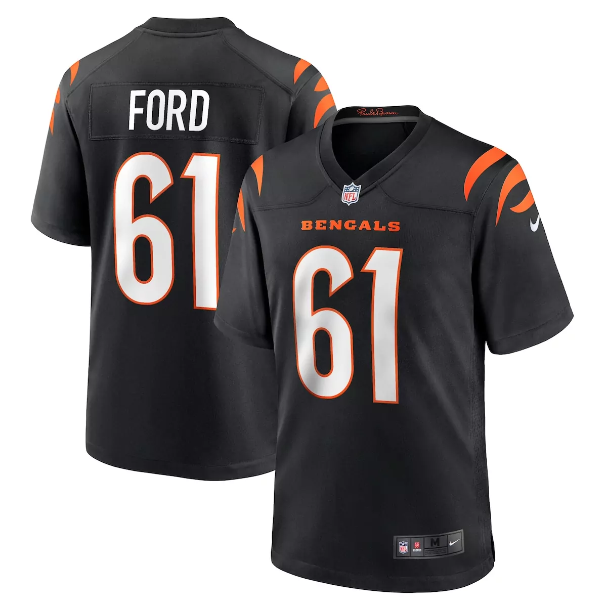 Cody Ford 61 Bengals Jersey Black Men Replica Orange White Game