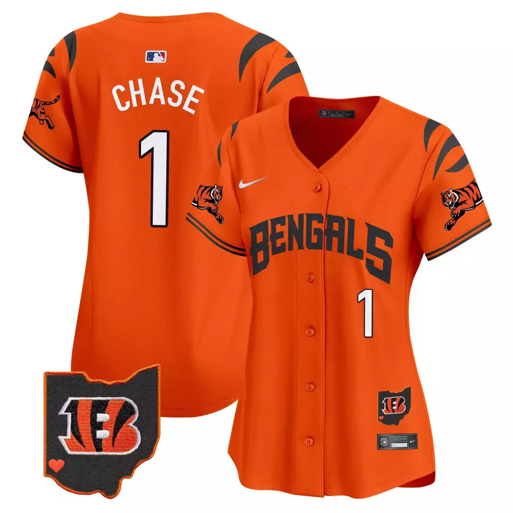 Ja'marr Chase 1 Bengals Jersey Orange Ohio Cincinnati Women Black White Vapor Premier
