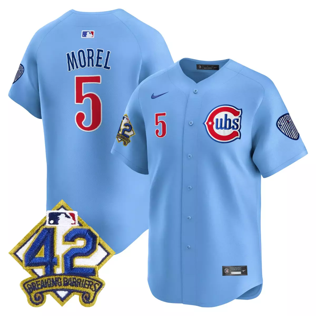 Christopher Morel 5 Cubs Jersey Light Blue Jackie Robinson Day 42 Breaking Barriers Chicago