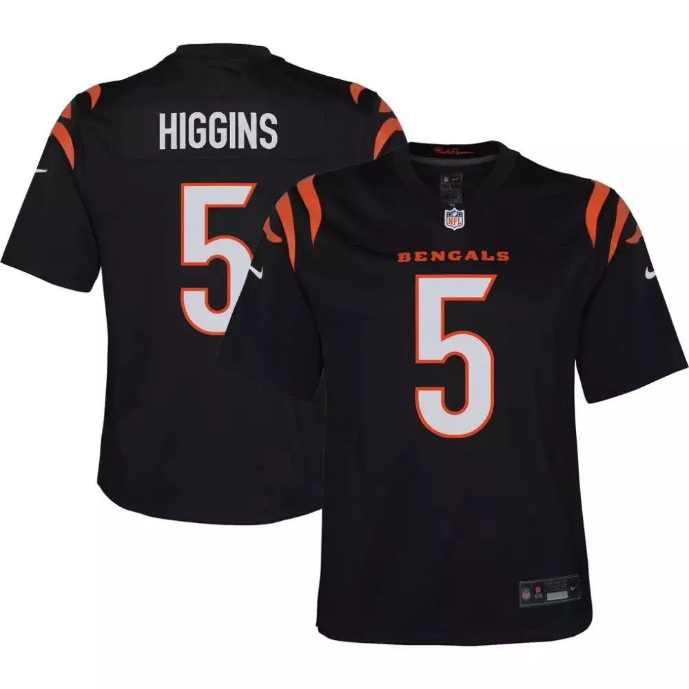 Tee Higgins 5 Bengals Jersey Black Men Orange White Game