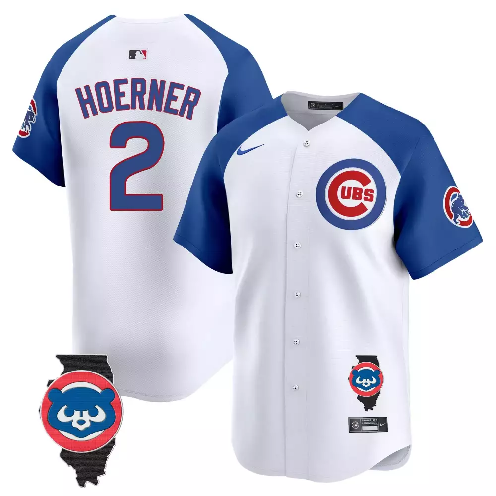 Nico Hoerner 2 Cubs Jersey White City Connect Illinois State Shape Men Split Design
