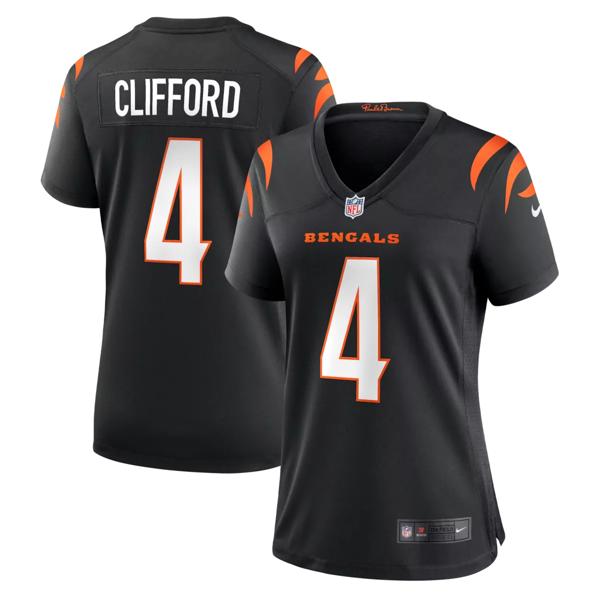 Sean Clifford 4 Bengals Jersey Black Women NFL Orange Game