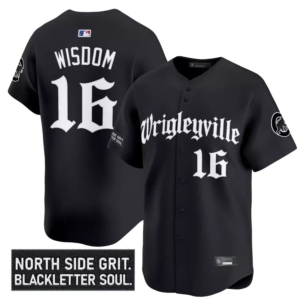 Wisdom North 16 Chicago Cubs Jersey Black Wrigleyville Men White Vapor