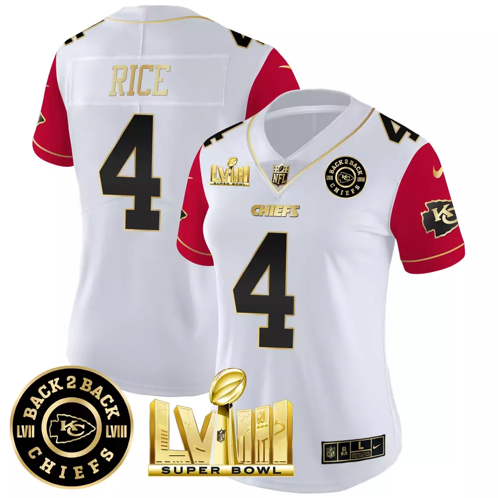 Rice Lviii 4 Chiefs Jersey White Super Bowl Champions Lvii 2023 Women Player Alternate