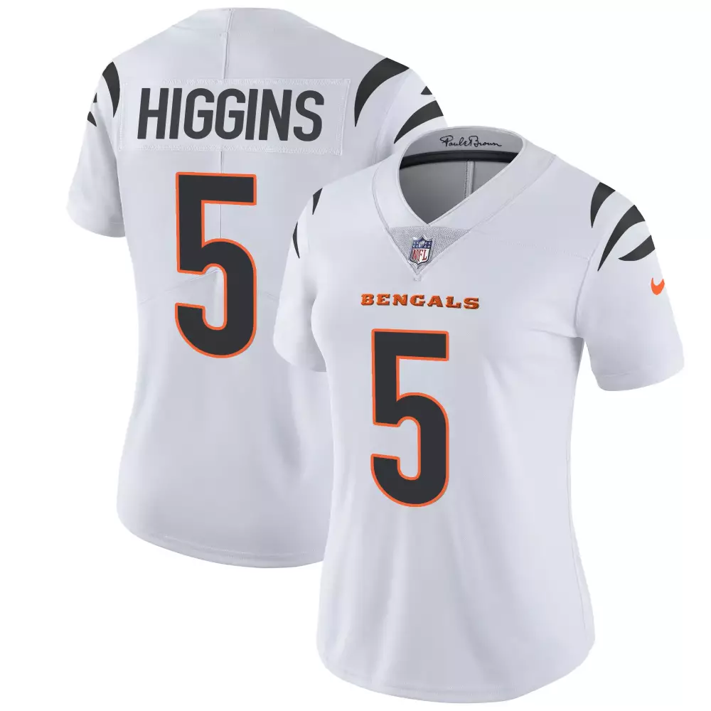 Tee Higgins 5 Cincinnati Bengals Jersey White Women Authentic Black Orange All Stitched