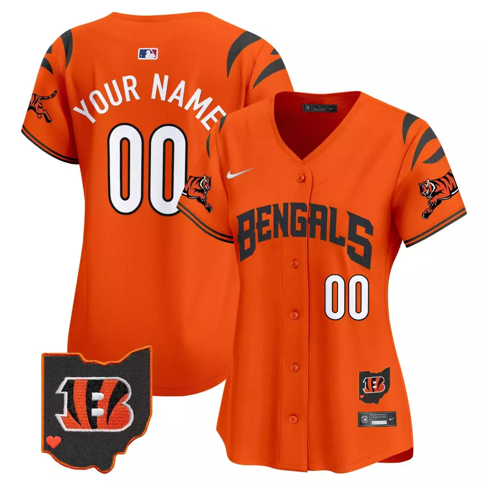 Custom Bengals Jersey Orange Ohio Heart Women Black White Vapor Premier Limited All