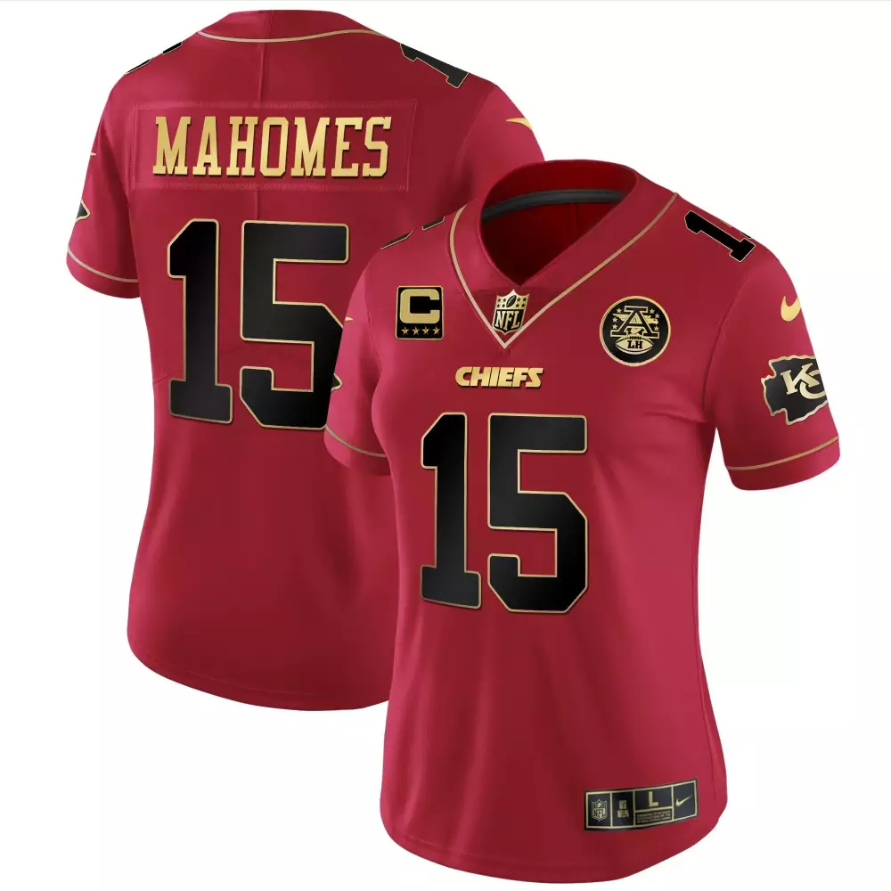 Patrick Mahomes 15 Chiefs Jersey Red Lh Men Player Black Gold All Stitched Vapor