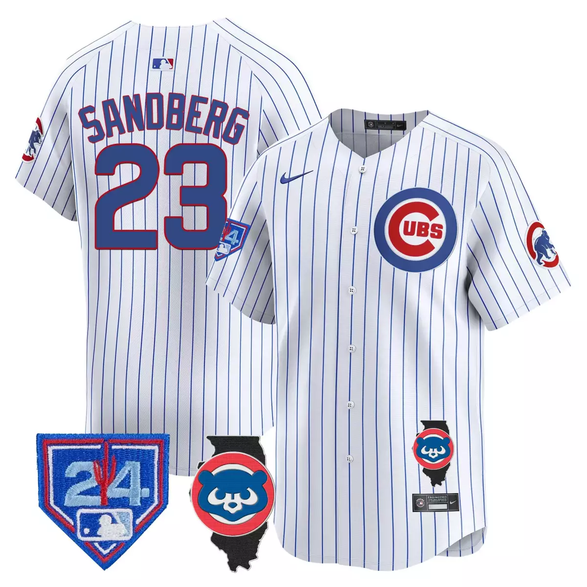 Sandberg Training 23 Cubs Jersey White City Connect Number 24 Illinois State Men