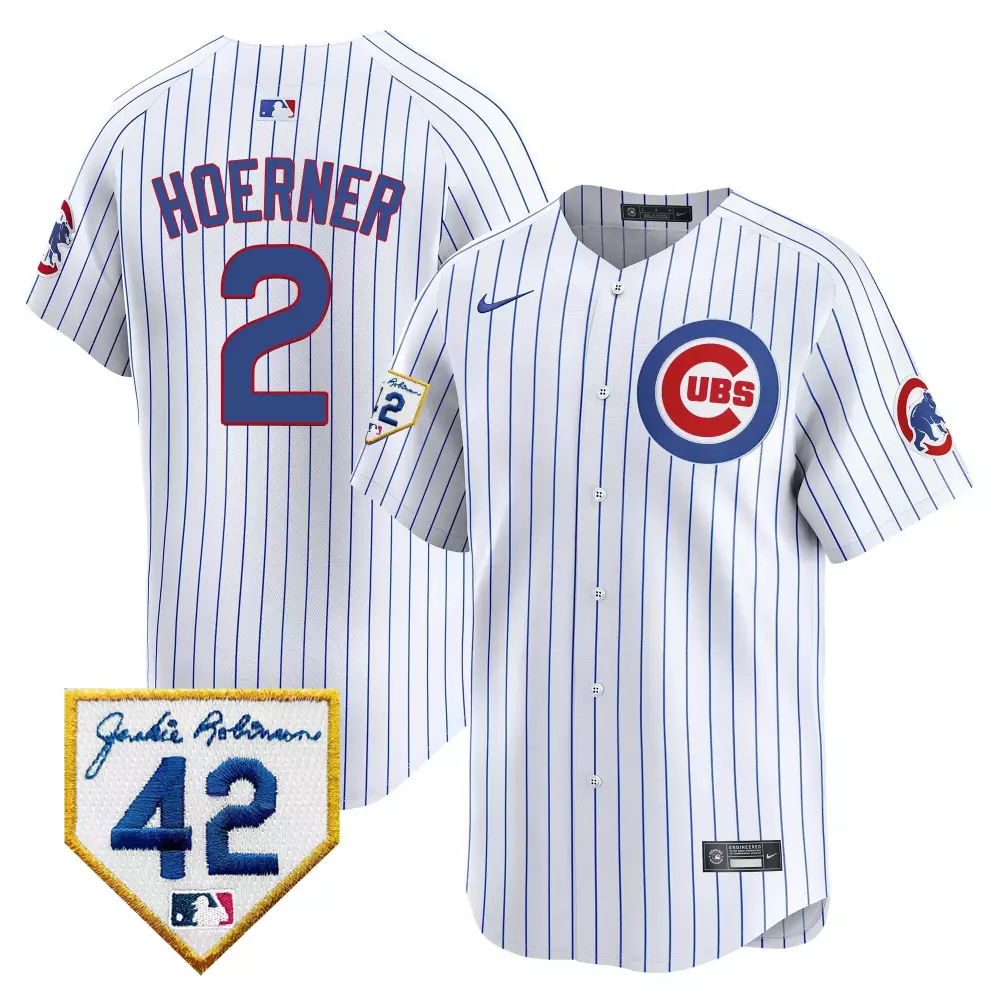 Nico Hoerner 2 Cubs Jersey White Jackie Robinson 42 Men Blue Vapor Premier Limited