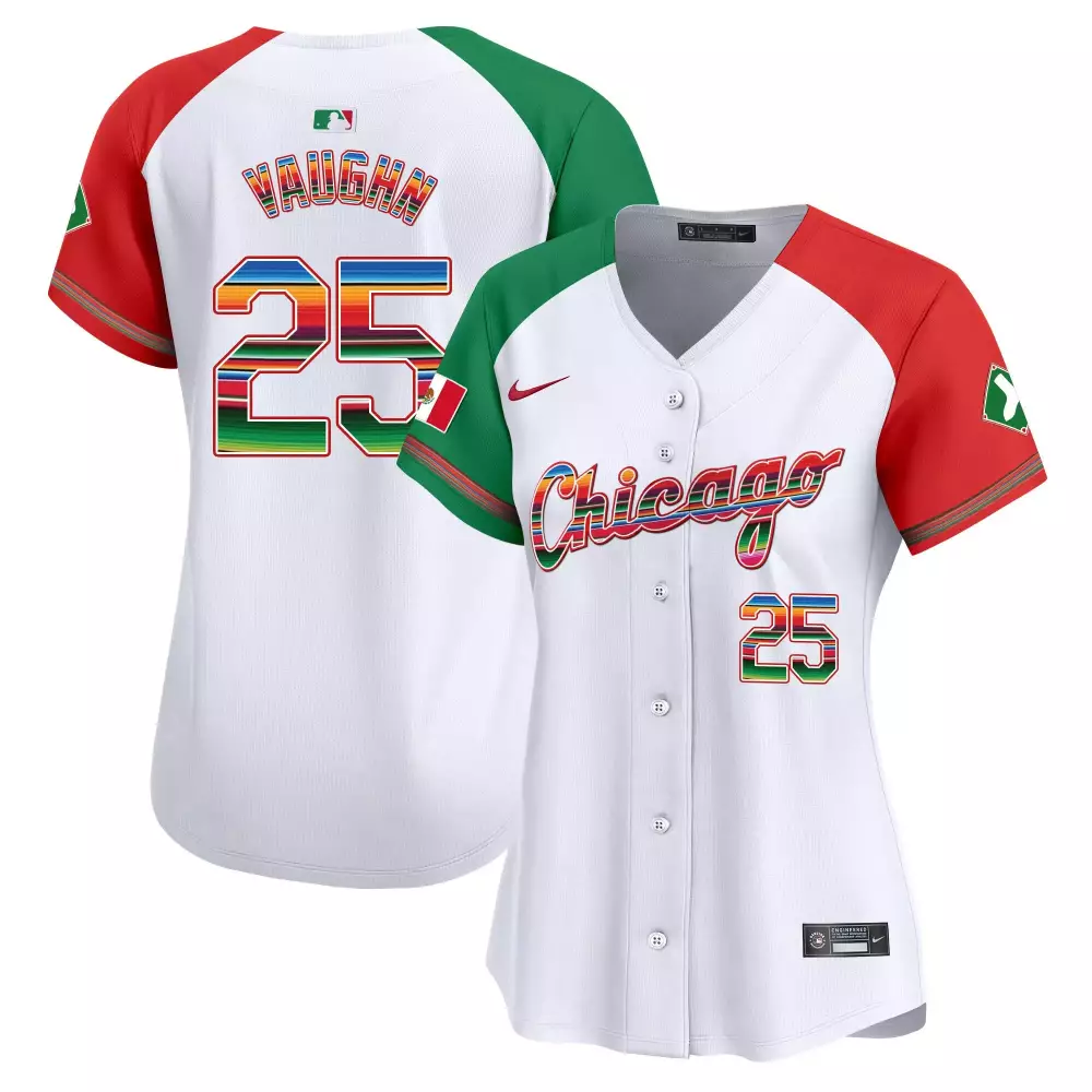 Andrew Vaughn 25 Chicago Jersey White Mexico Day Split Design Red Green Alternate