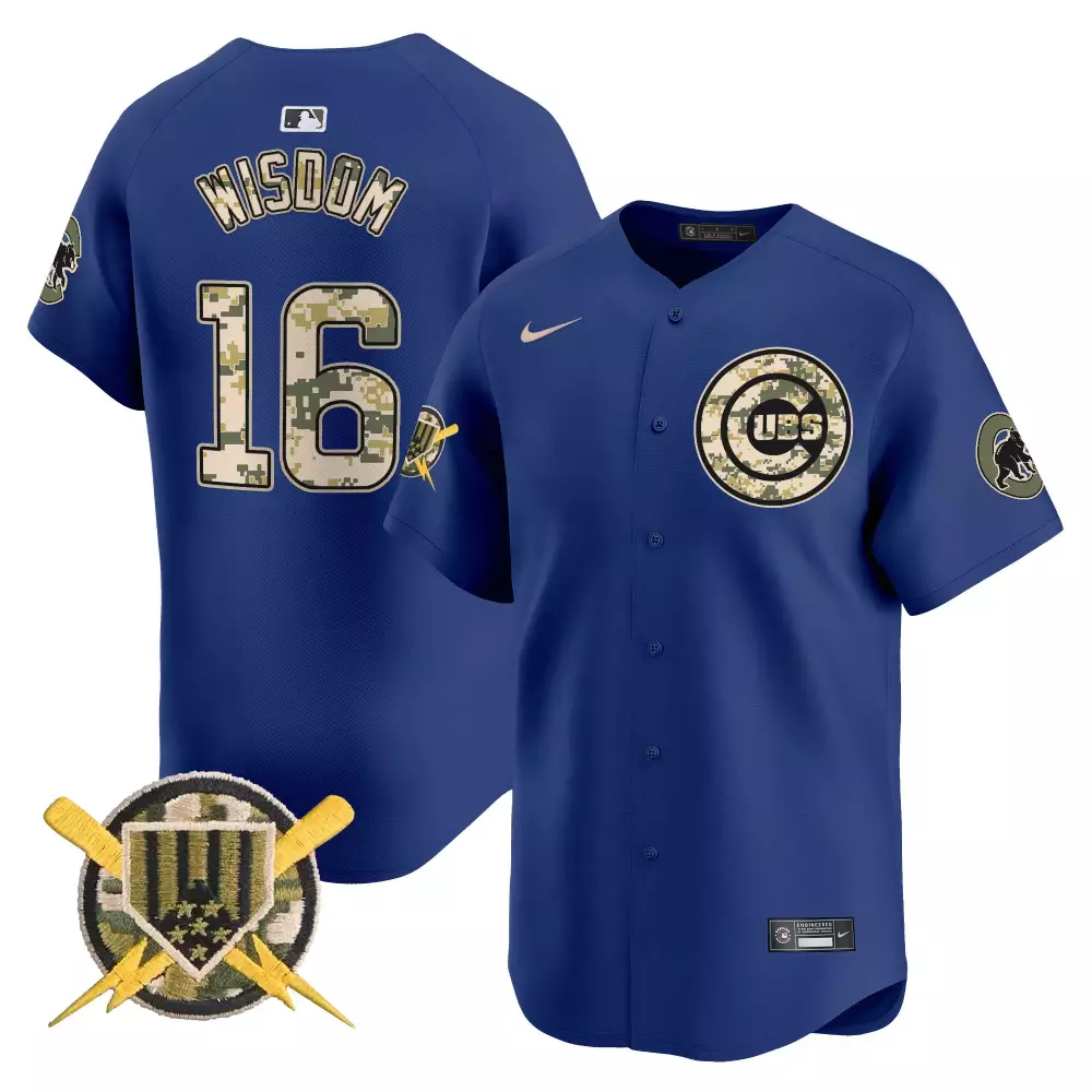 Patrick Wisdom 16 Chicago Cubs Jersey Royal Blue Camo Men Alternate Camouflage Tan