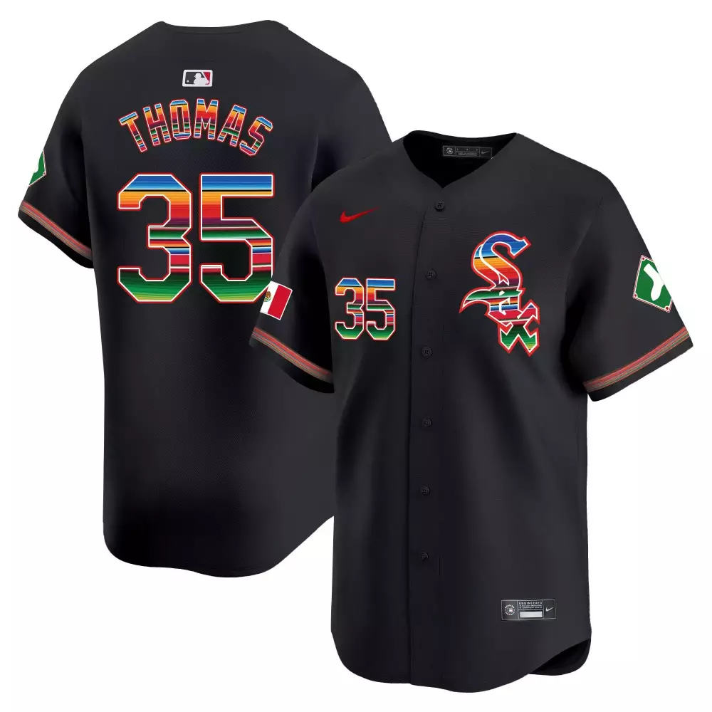 Frank Thomas 35 Chicago White Sox Jersey Black City Connect Mexico Flag Men Alternate