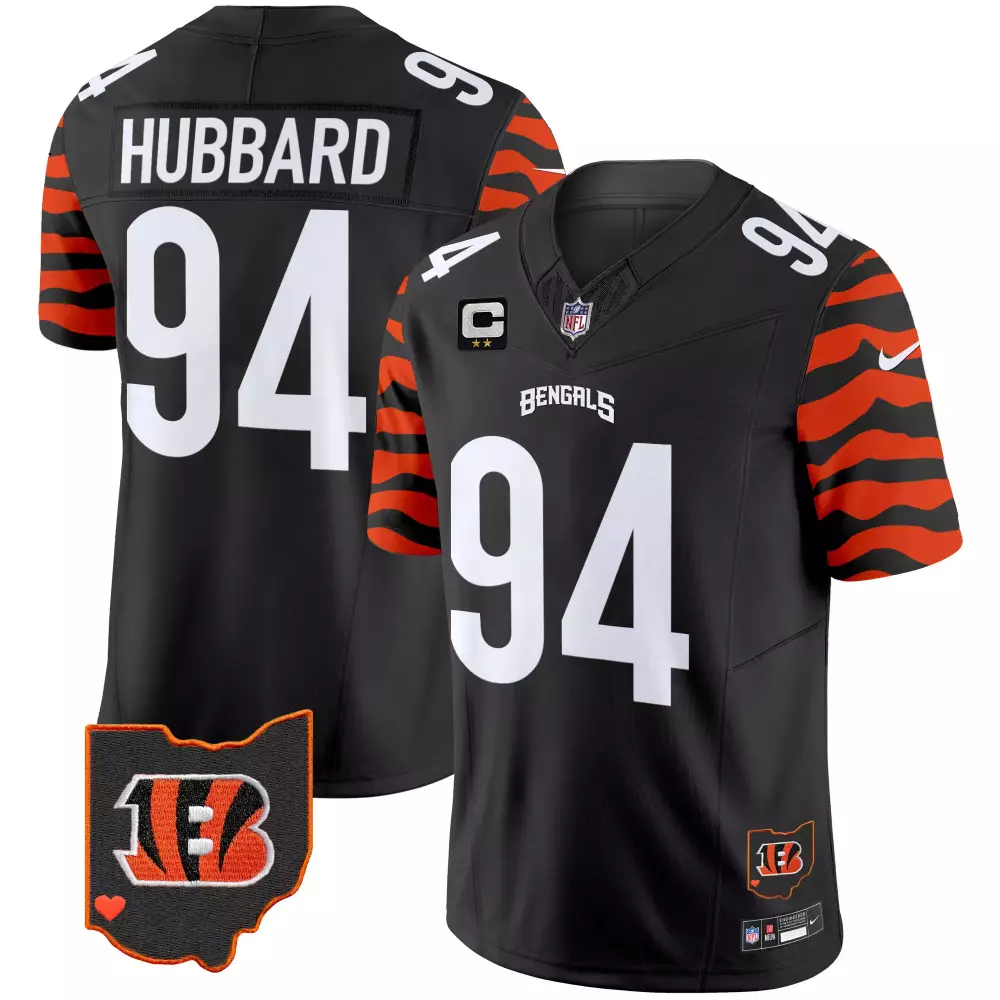 Sam Hubbard 94 Bengals Jersey Black Ohio Heart Men Standard Orange White Vapor Limited