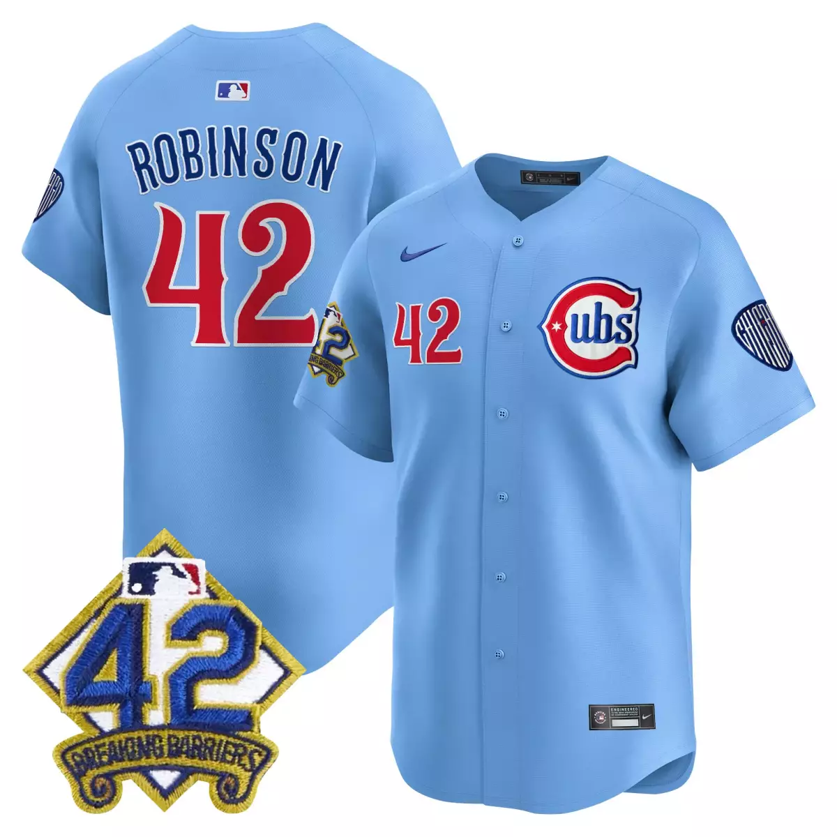 Vaughn Aqua 42 Chicago Cubs Jersey Light Blue Men Red White Navy Vapor Premier Limited