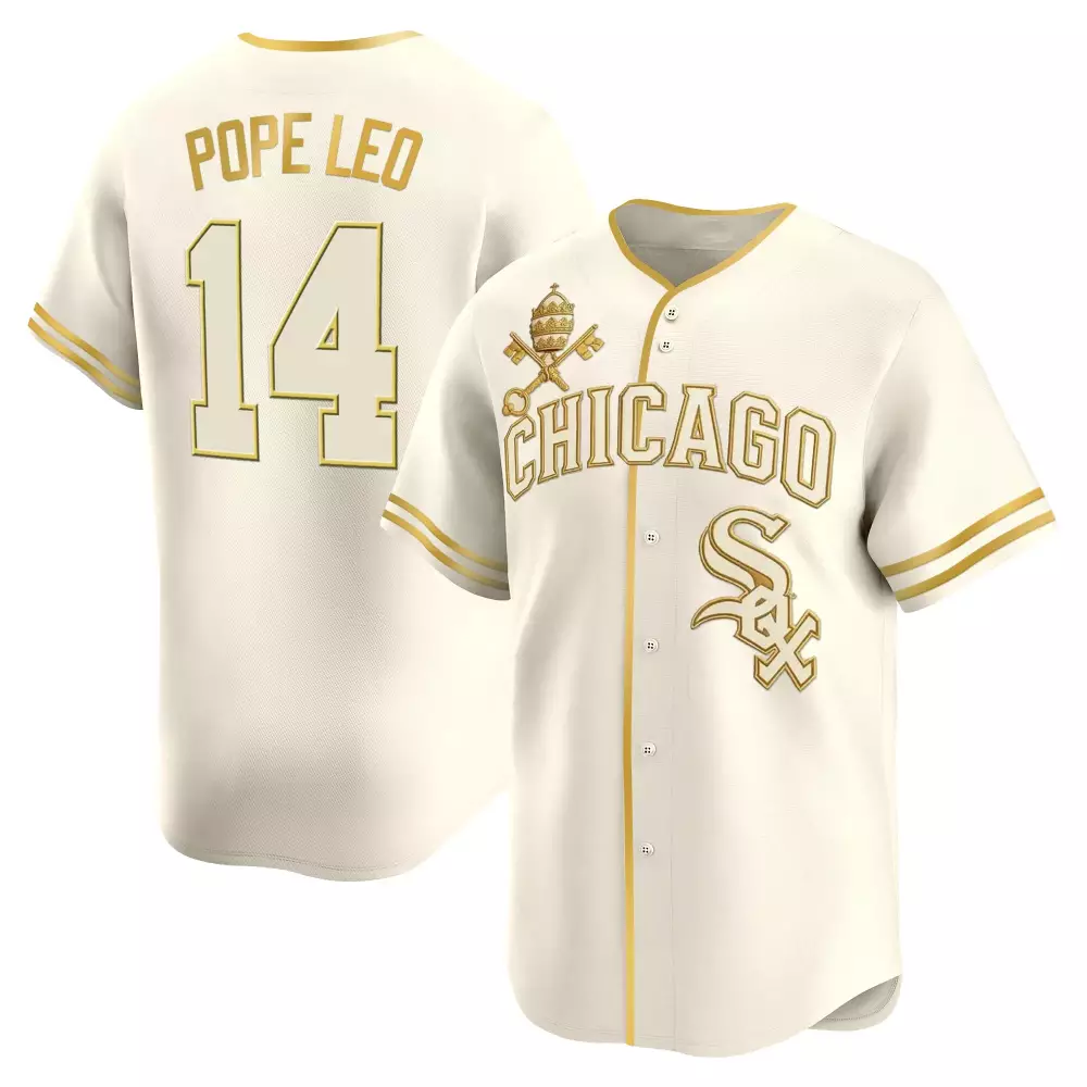 Pope Leo 14 Chicago White Sox Jersey Cream Francis Papal Keys Tiara Men Gold