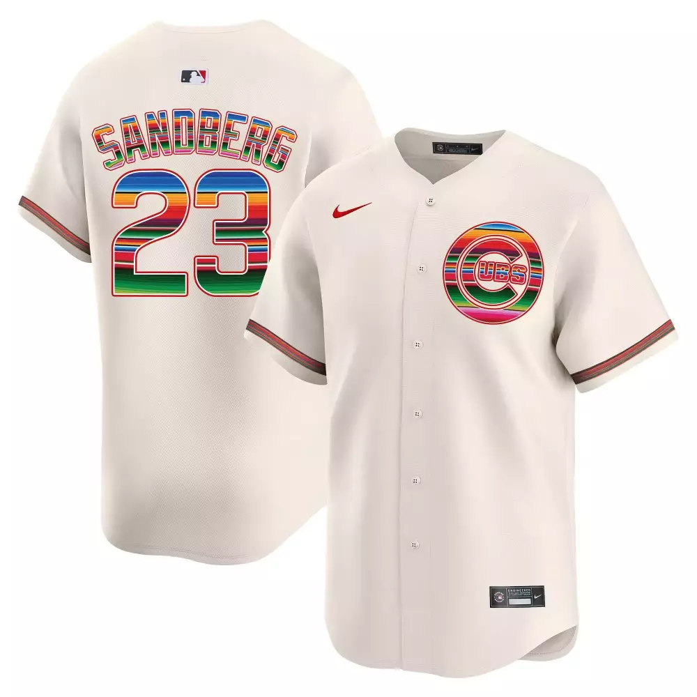 Ryne Sandberg 23 Cubs Jersey Cream City Connect Custom Design Red Green Blue Yellow