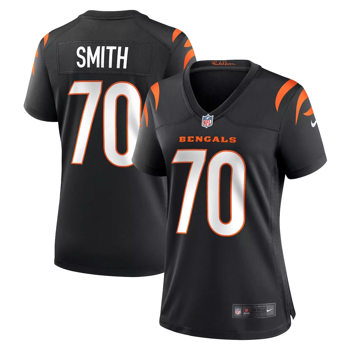 Smith 70 Bengals Jersey Black Women Authentic Orange White Game