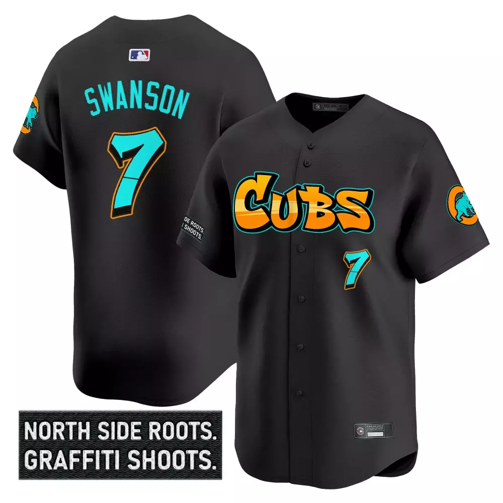 Swanson North 7 Cubs Jersey Black Split Design Teal Orange Vapor Stitched