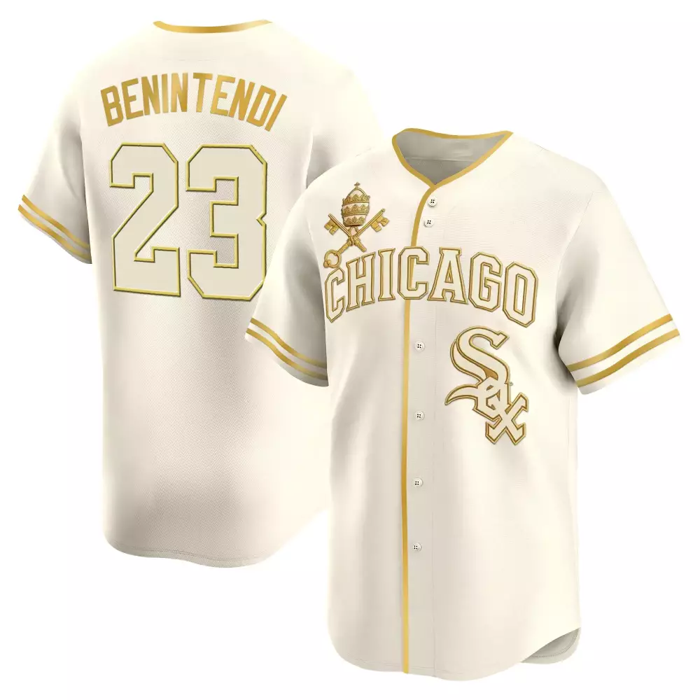 Andrew Benintendi 23 Jersey Cream Chicago White Sox Saber Men Gold