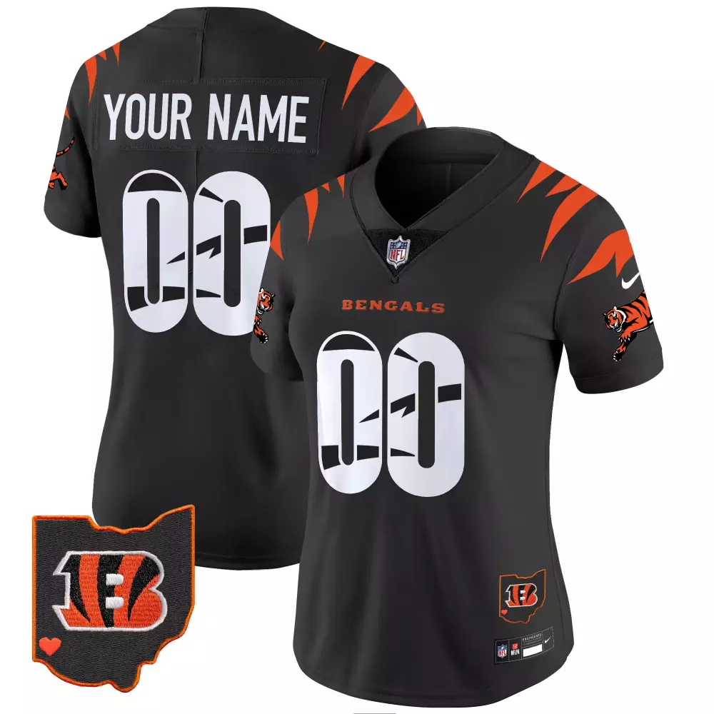 Custom Cincinnati Bengals Jersey Black Ohio Women Orange White Vapor Limited All